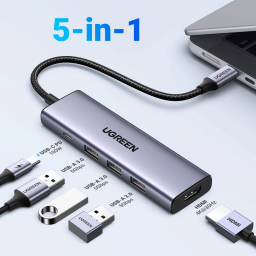 ADAPTADOR USB-C-> 3 x USB 3.0/HDMI/USB-C 
 UGREEN (15596)